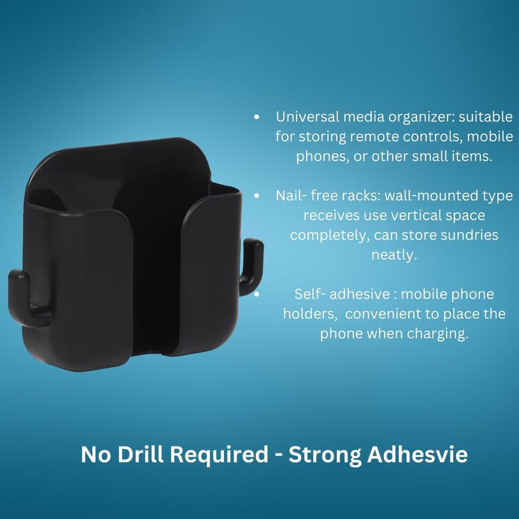 Multi-Functional Wall-Mounted Holder with Side Hooks - Drill free solution for home