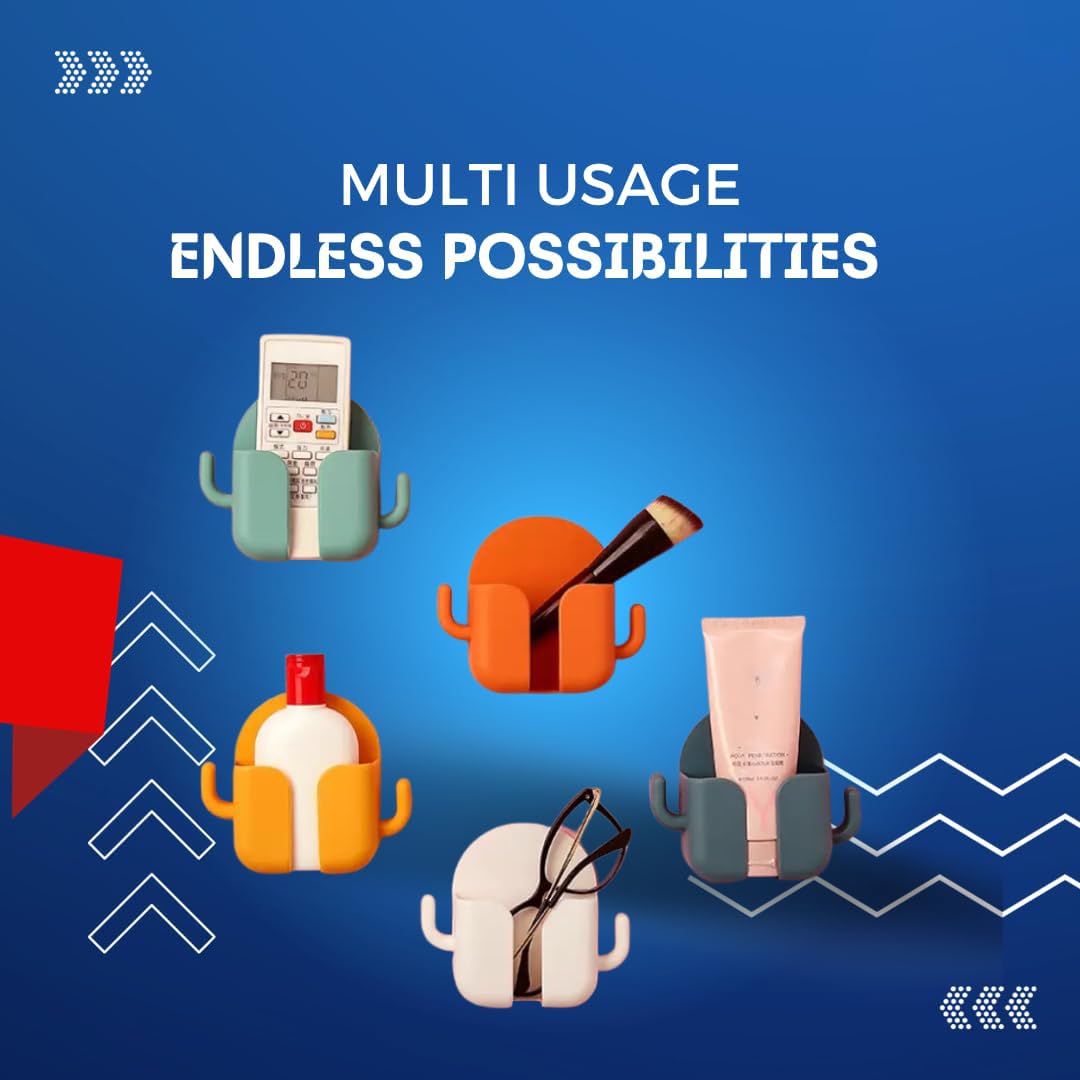 Multi-Functional Wall-Mounted Holder with Side Hooks - Drill free solution for home